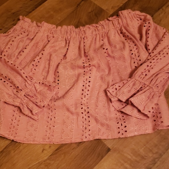Blush Eyelet Off The Shoulder Top - Picture 6 of 7